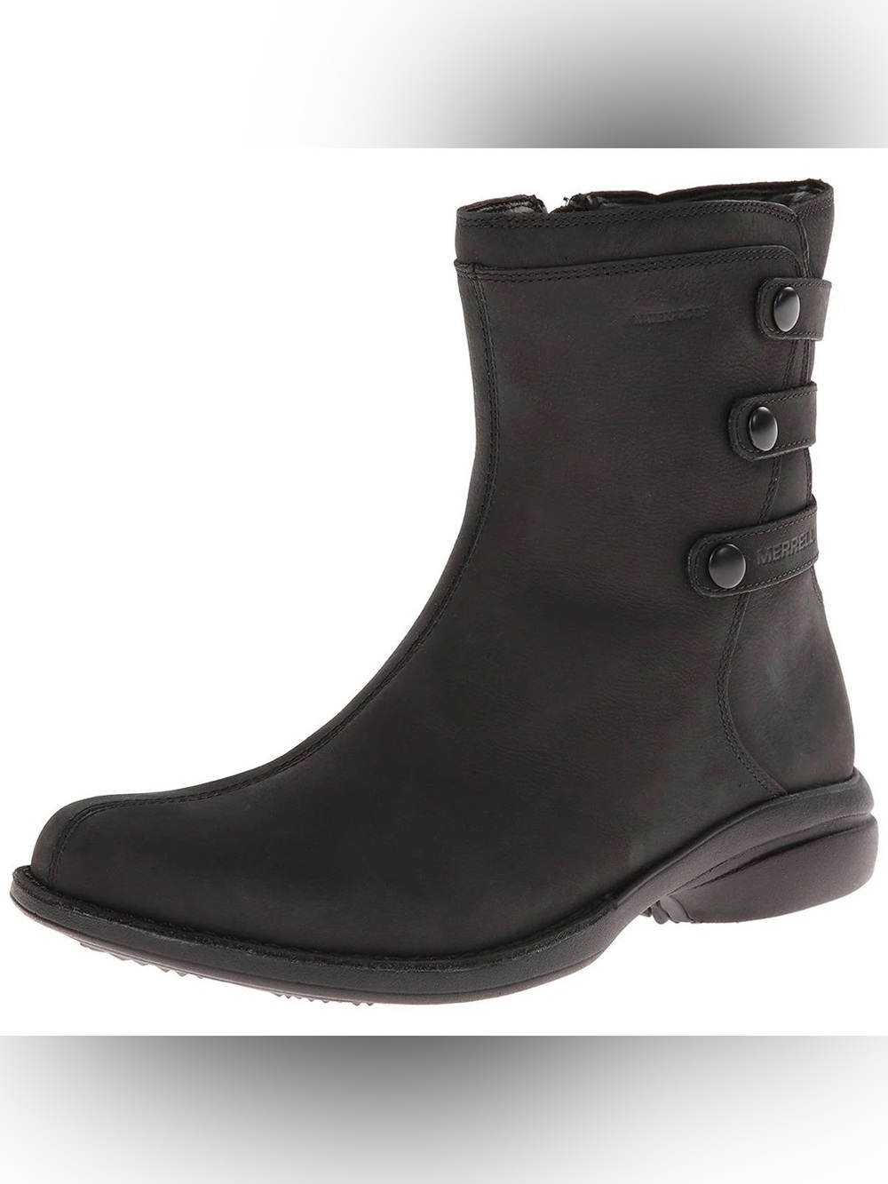 Merrell Zip Up Low Waterproof Sliproof  Black Women's Chelsea Bootie Size 8